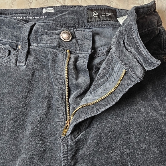 Ag Adriano Goldschmied Farrah High Rise Skinny Gray Velvet Jeans Sz 24 EUC - Picture 13 of 13